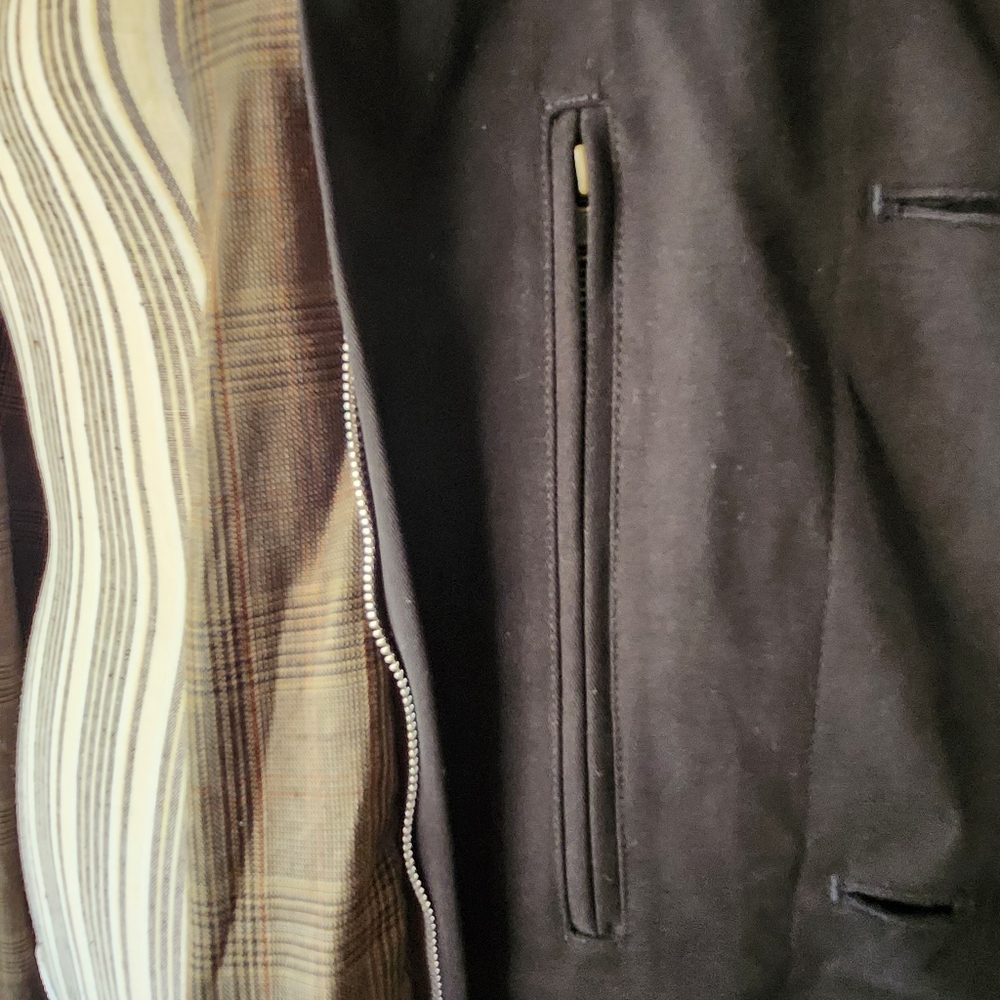 Joseph Abboud Men's Suit Full Length Overcoat Black Trench Sz 48L - Picture 6 of 9